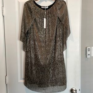Trina Turk Gold dress with cape